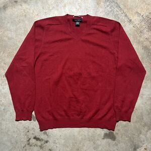 Vintage 2000s Glen Royal Red V-Neck Cashmere Sweater